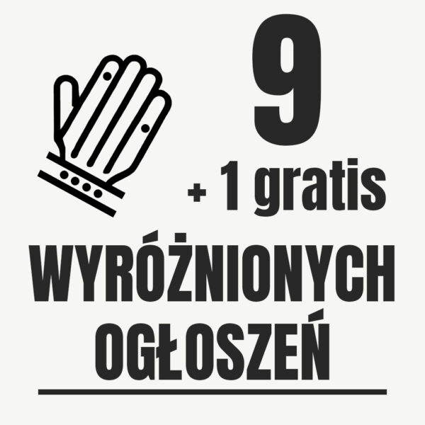 9 ogłoszeń + 1 GRATIS (wyróżnione, 30 dni)
